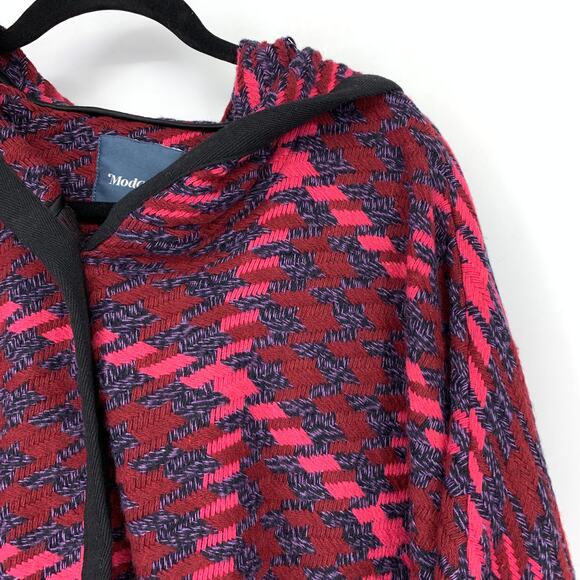 Modcloth Little Plaid Riding Hood Cape Poncho Womens Size M Pink Red Multi NEW - Picture 3 of 7
